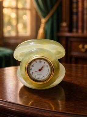 Jade Clock Vintage - Stone clock Vintage Handmade